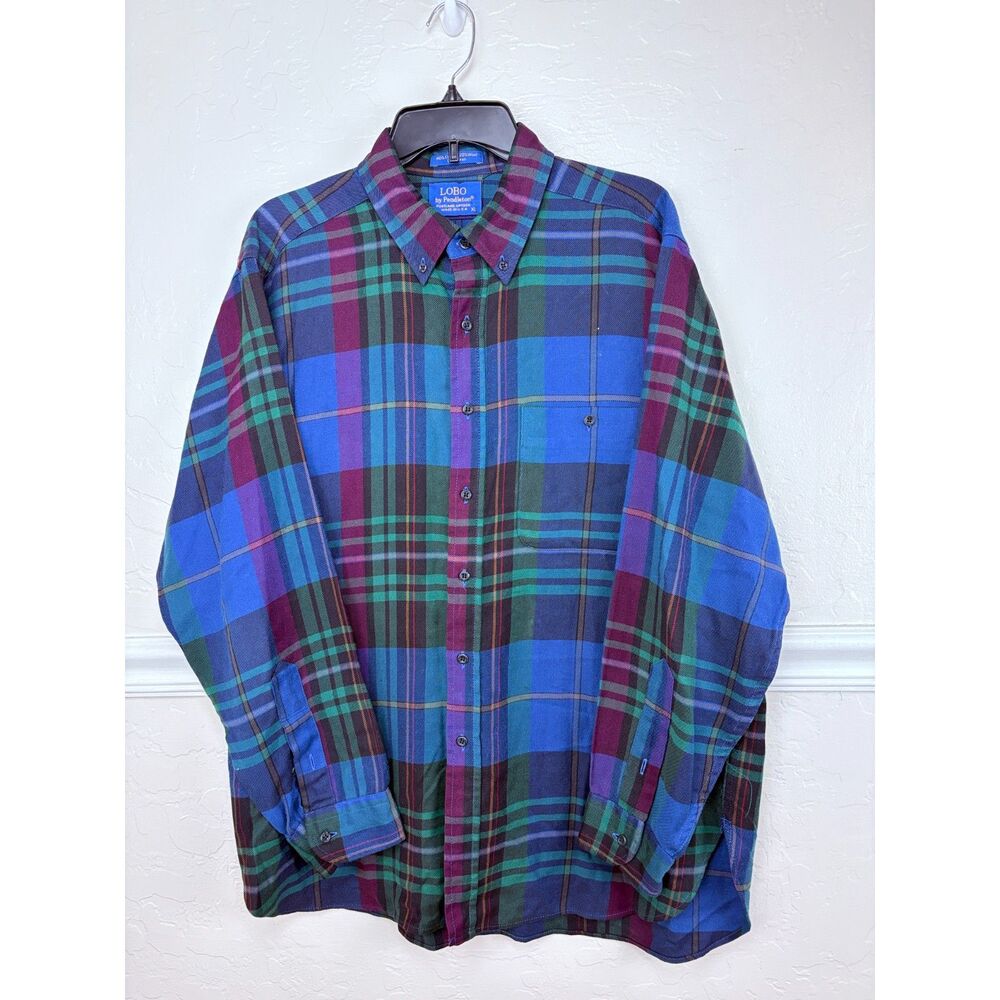 Vintage Men's Pendleton LOBO Plaid Button-Up Shirt XL Grunge 90s Y2K